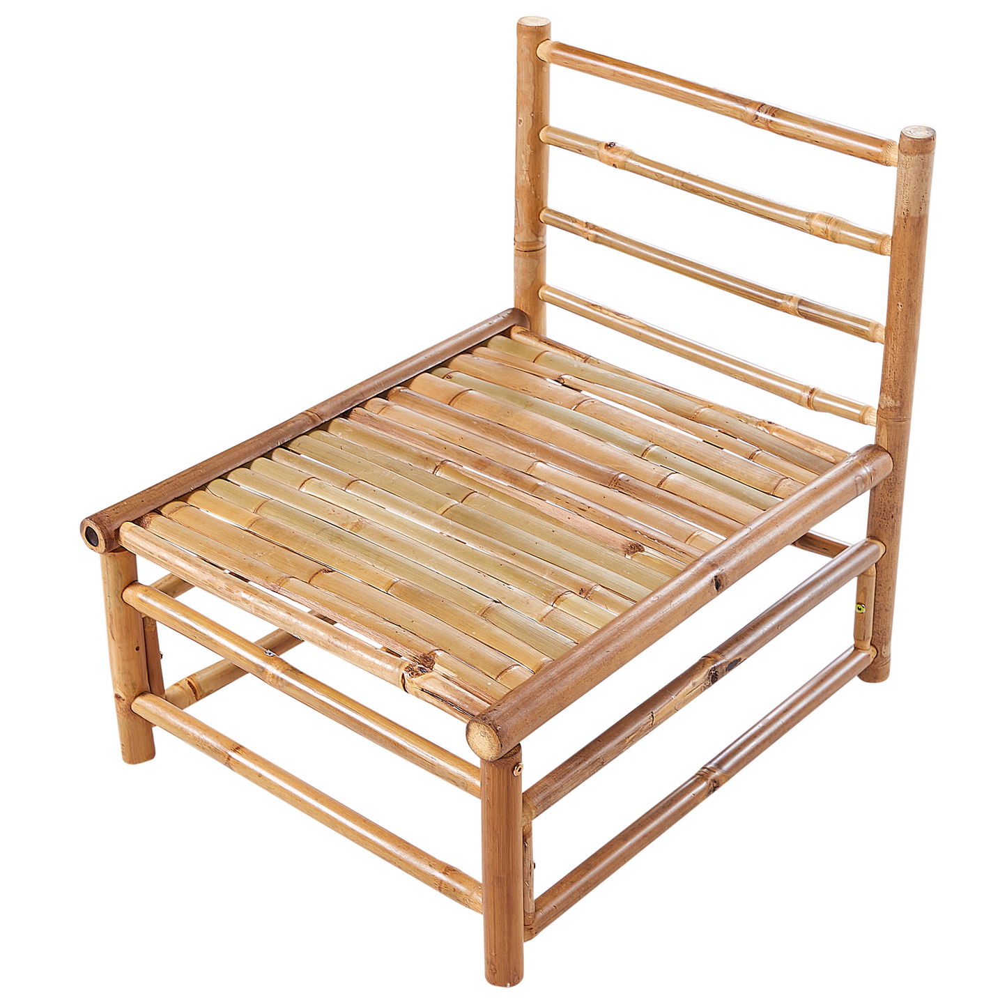 1 Seat Taupe Outdoor Modular Chair With Removable Cushions And Bamboo Polyester Fabric