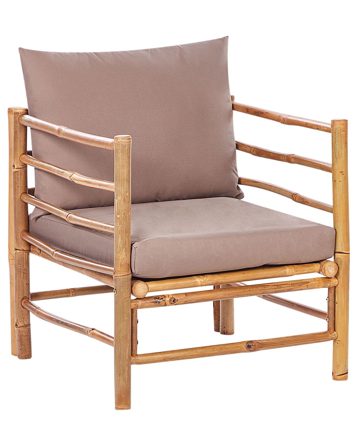 Bamboo Armchair Taupe Cushions Outdoor Indoor Slipper Design