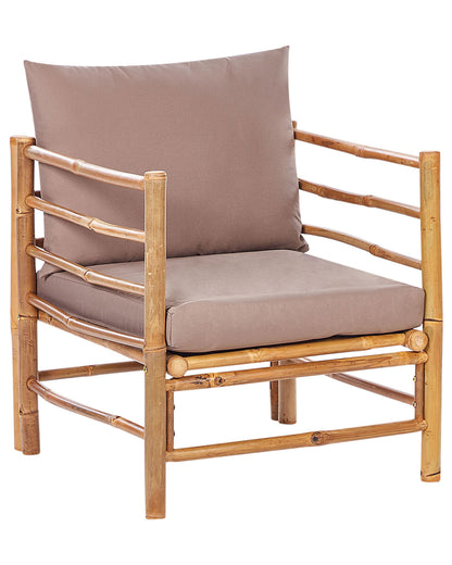 Bamboo Armchair Taupe Cushions Outdoor Indoor Slipper Design