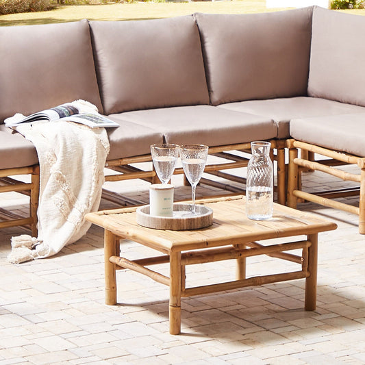 Bamboo Coffee Table 64 x 55cm Rectangular Outdoor Rustic