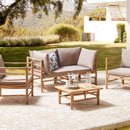 Garden Modular Boho Outdoor Sofa Set With Taupe Bamboo Cushions