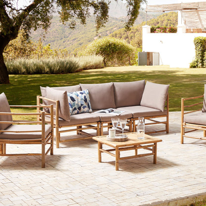 Modular Lounge Set Taupe Cushions 3 Seater and 2 Armchairs
