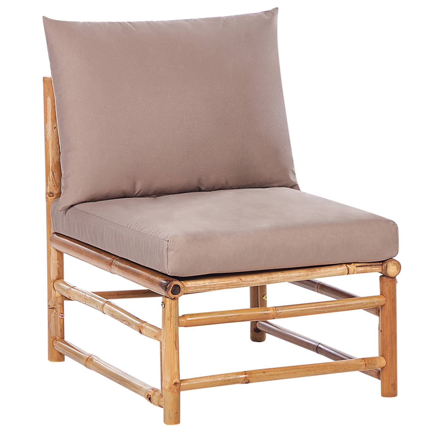Garden Outdoor Boho Modular Corner Sofa Set Taupe Bamboo Cushions 5 Seater With Coffee Table
