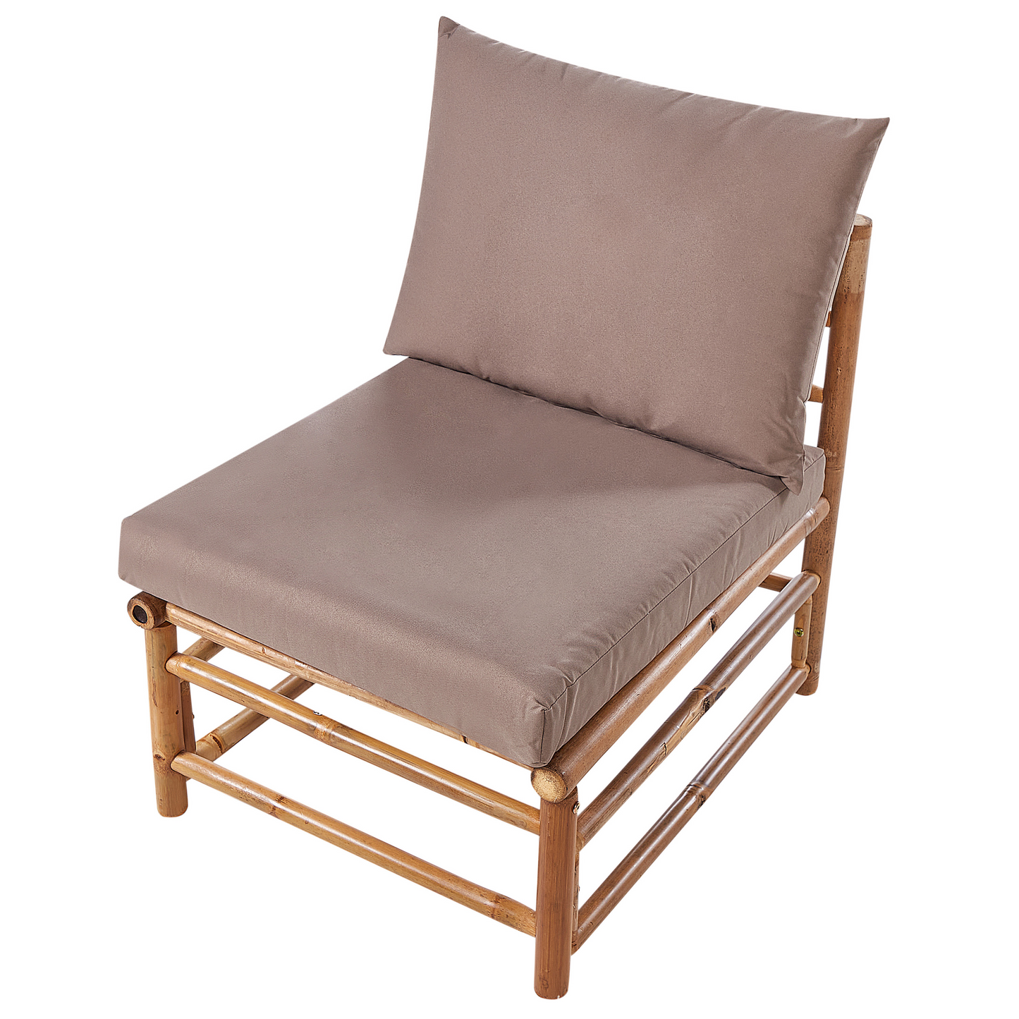 Garden Outdoor Boho Modular Corner Sofa Set Taupe Bamboo Cushions 5 Seater With Coffee Table