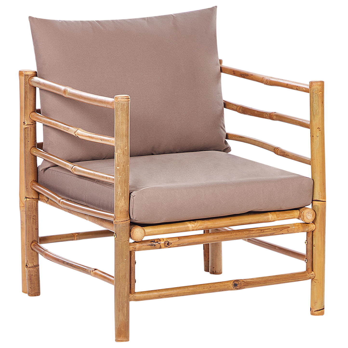 Garden Modular 4-Seater Taupe Bamboo Cushions Sofa Set