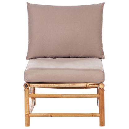 Garden Modular 4-Seater Taupe Bamboo Cushions Sofa Set