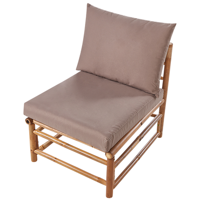 Outdoor Modular Sofa Set 3 And 2 Seaters With Bamboo Coffee Table Taupe Cushions