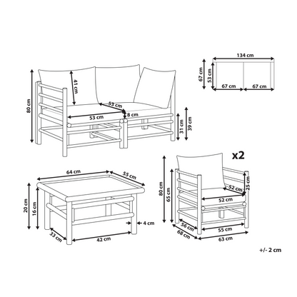 Garden Modular Boho Outdoor Sofa Set With Taupe Bamboo Cushions