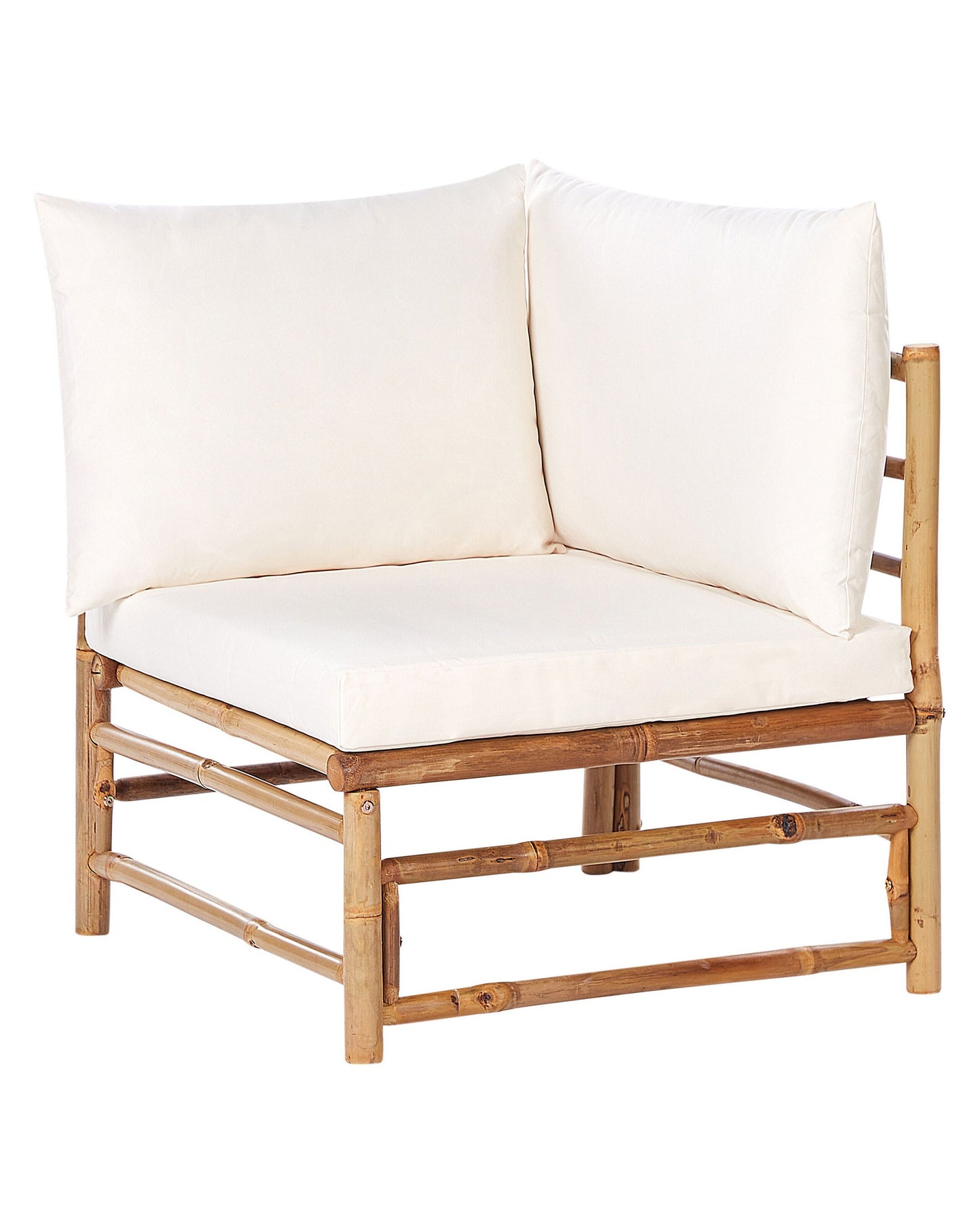 Corner 1-Seat Section Off-White Bamboo Fabric Armless Sofa