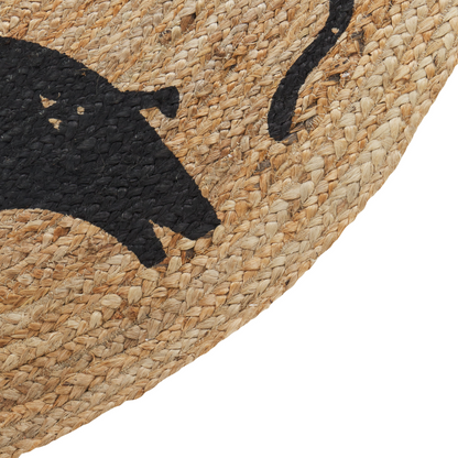 Beige Jute Round Rug 120cm Boho Animal Pattern