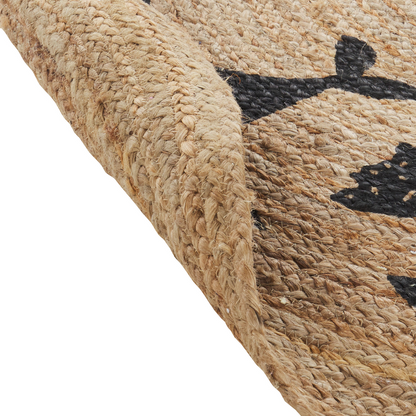 Beige Jute Round Rug 120cm Boho Animal Pattern