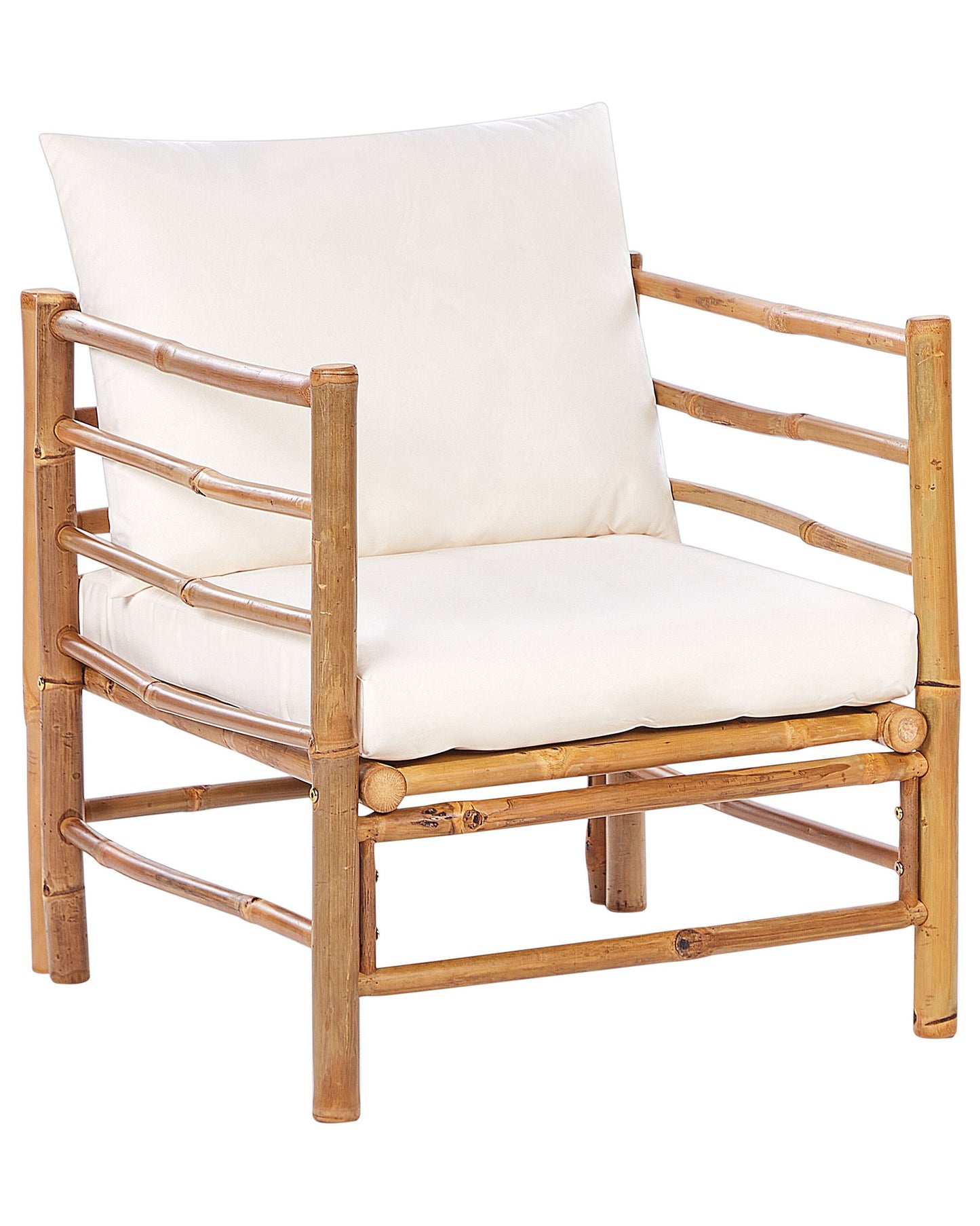 Armchair Light Bamboo Wood With Removable Cushions