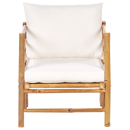 Armchair Light Bamboo Wood With Removable Cushions