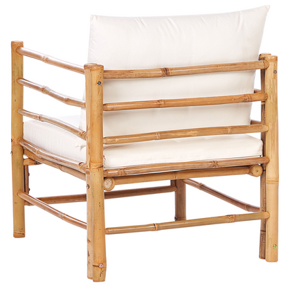 Armchair Light Bamboo Wood With Removable Cushions