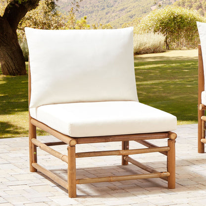 1 Seat Modular Chair Off White Bamboo Polyester Fabric