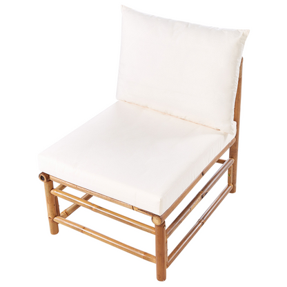 1 Seat Modular Chair Off White Bamboo Polyester Fabric