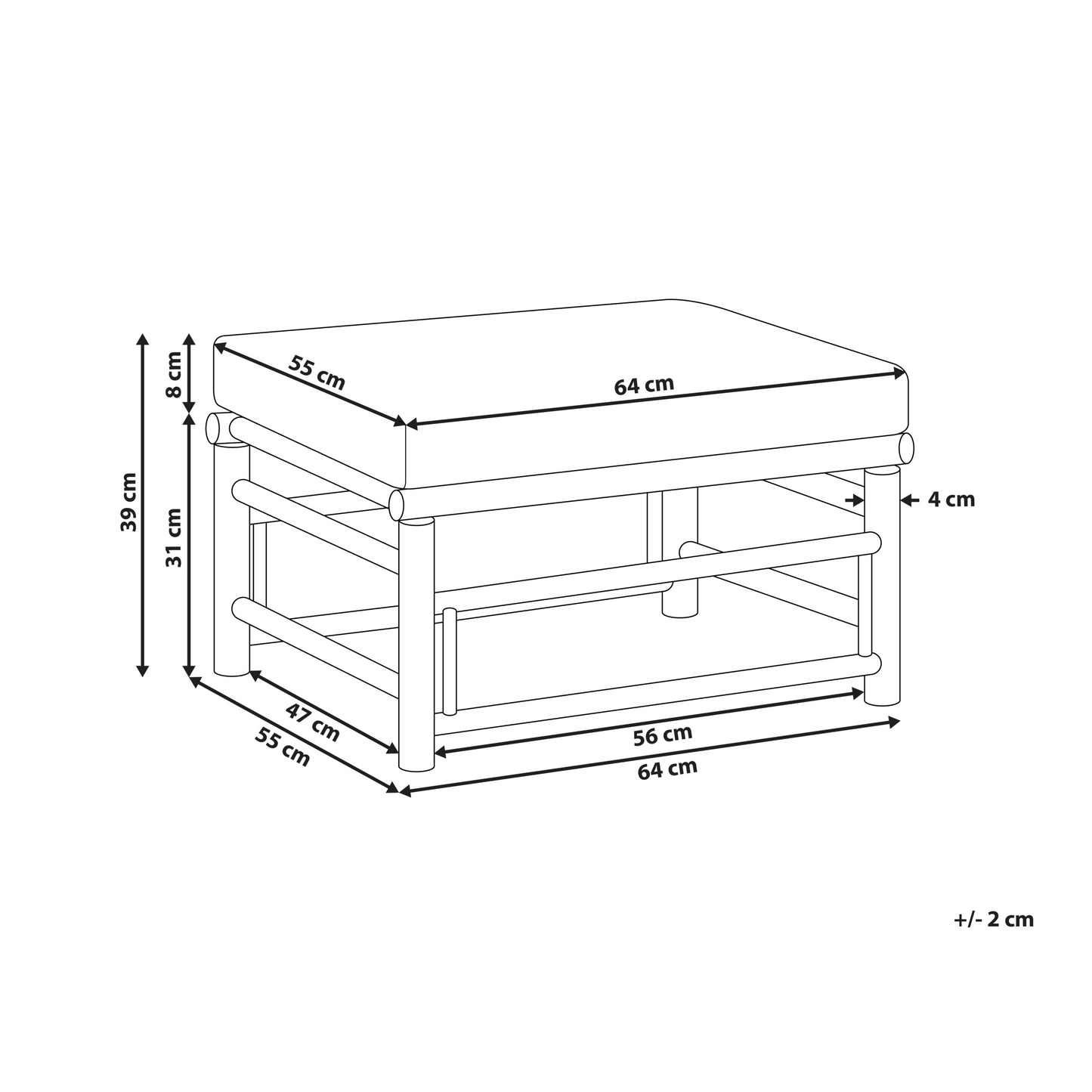 Ottoman Modular Sofa Element Off White Cushions