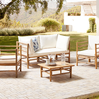 Modular Sofa Set Off-White Bamboo Cushions 4-Piece