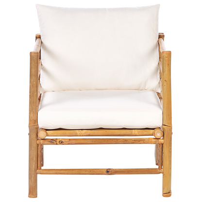 Modular Sofa Set Off-White Bamboo Cushions 4-Piece