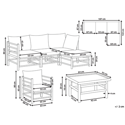 Outdoor Modular Corner Sofa Off White Cushions 4 Seater