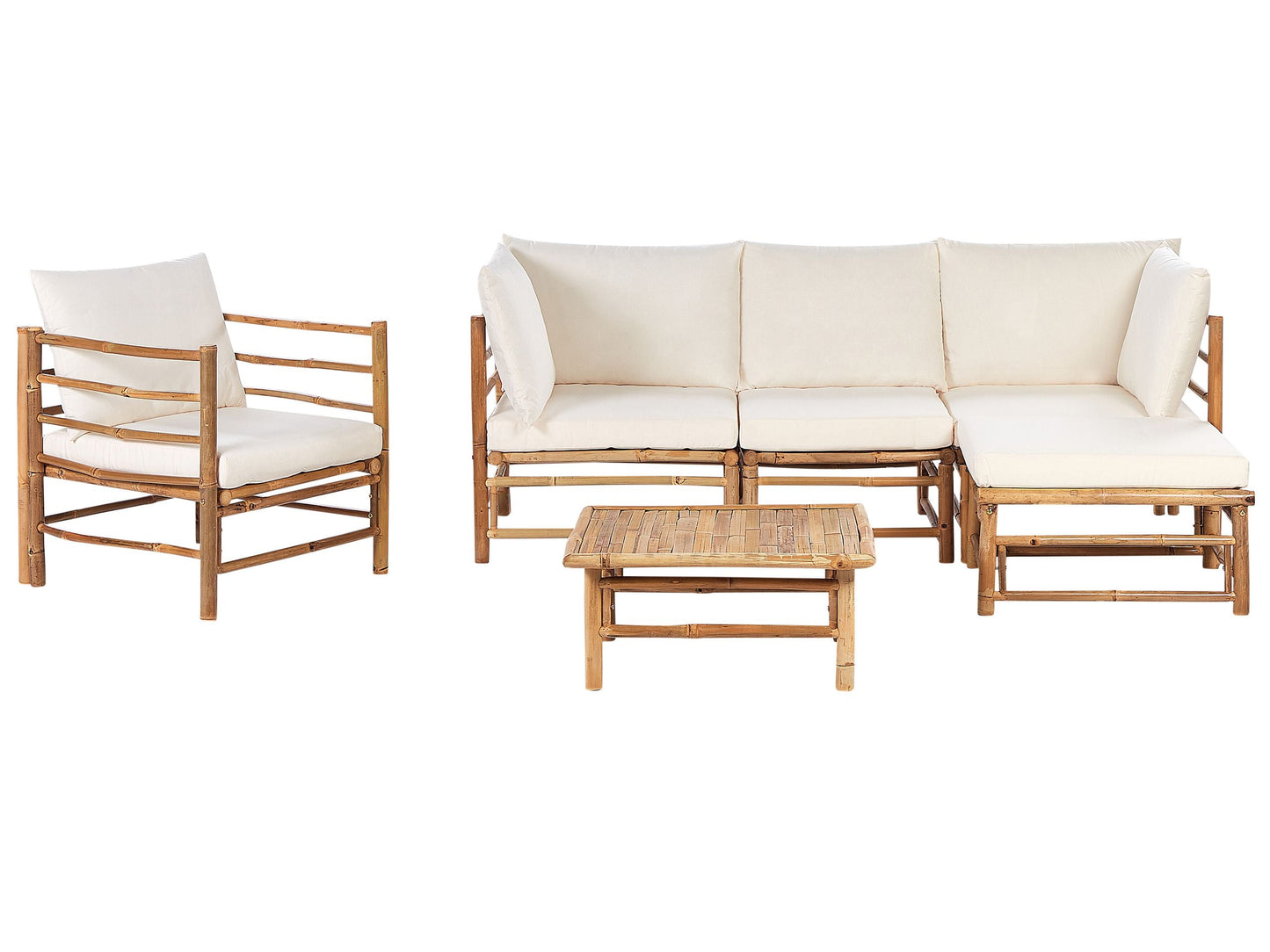 Outdoor Modular Corner Sofa Off White Cushions 4 Seater