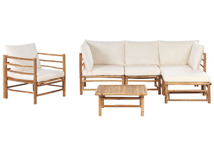 Outdoor Modular Corner Sofa Off White Cushions 4 Seater