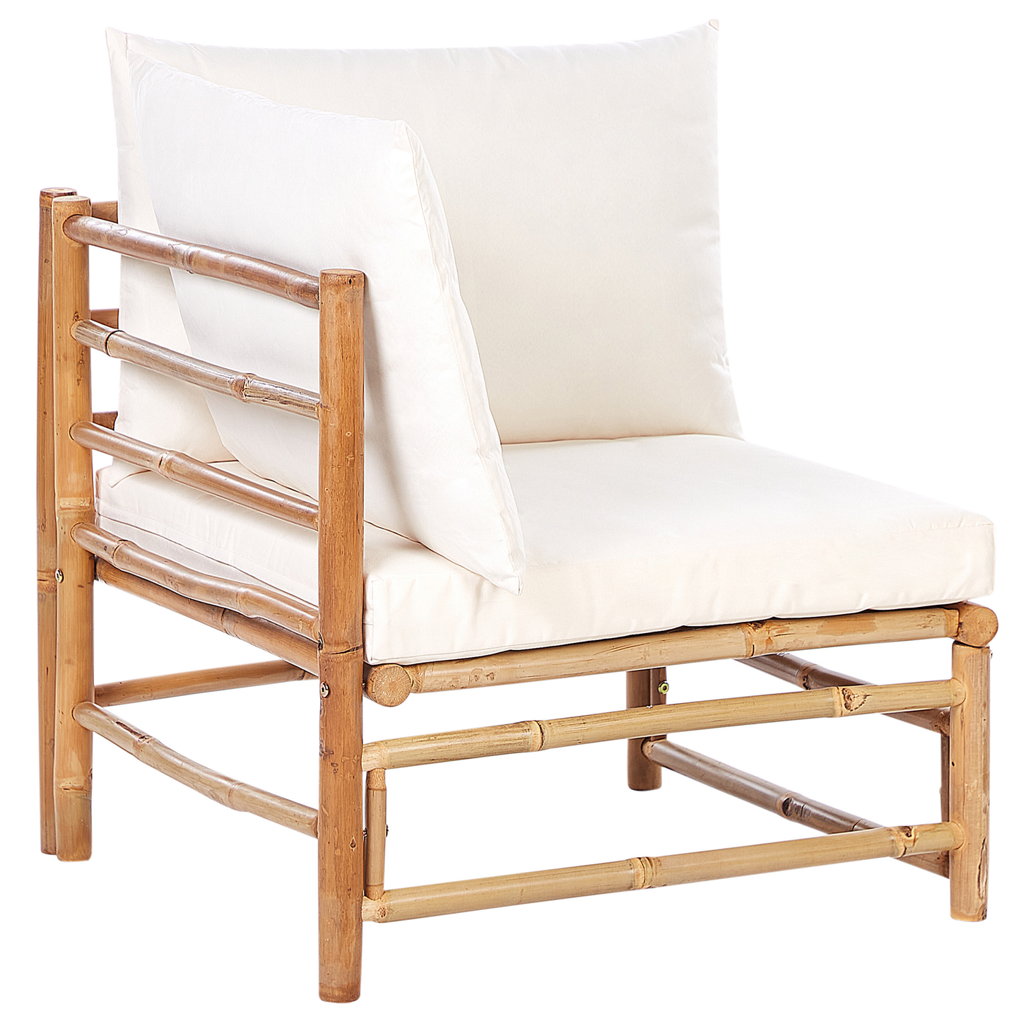 Garden Modular Sofa Set Off White Bamboo Cushions 3 Seater
