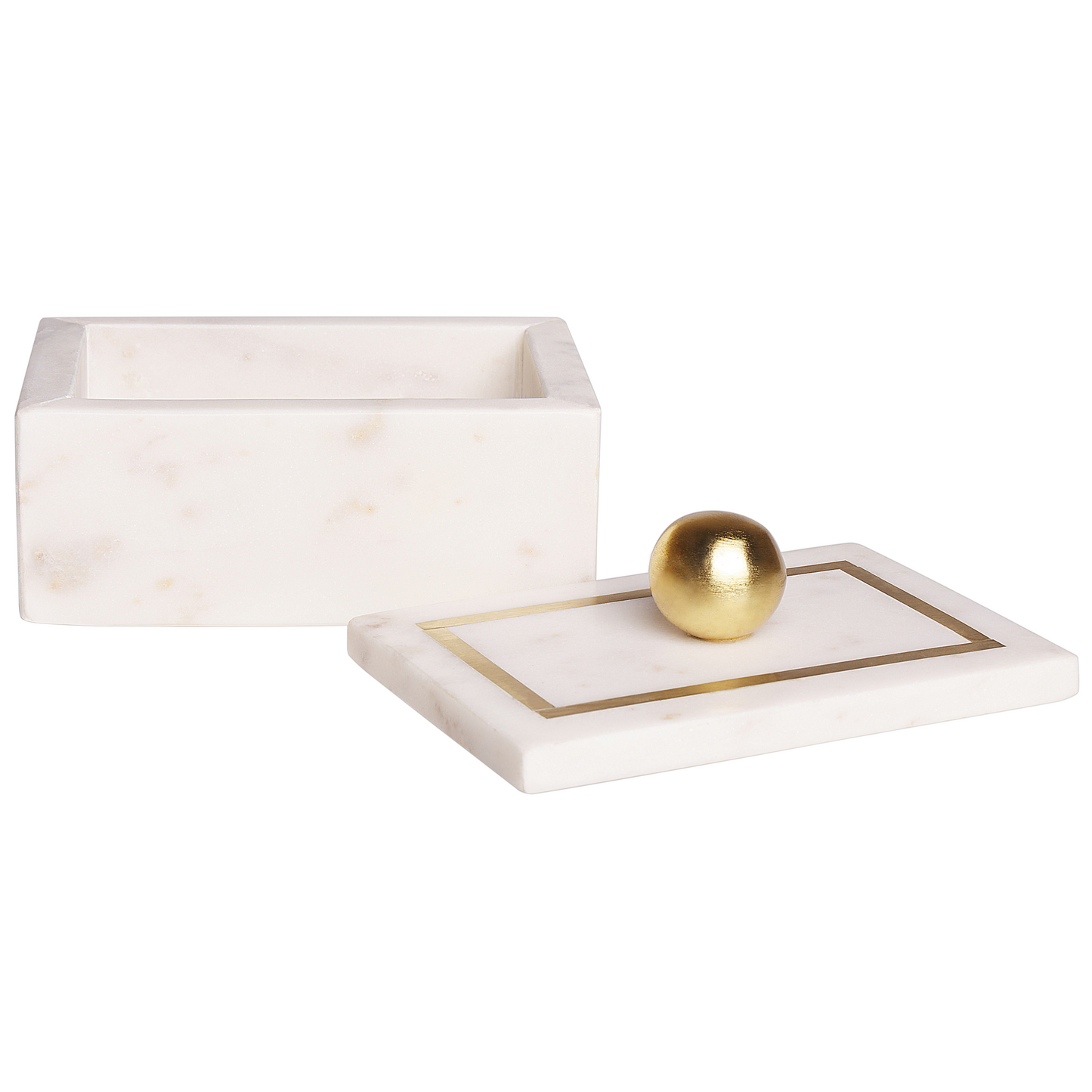 White Marble Decorative Box 10 x 7 x 15cm Gold Trim