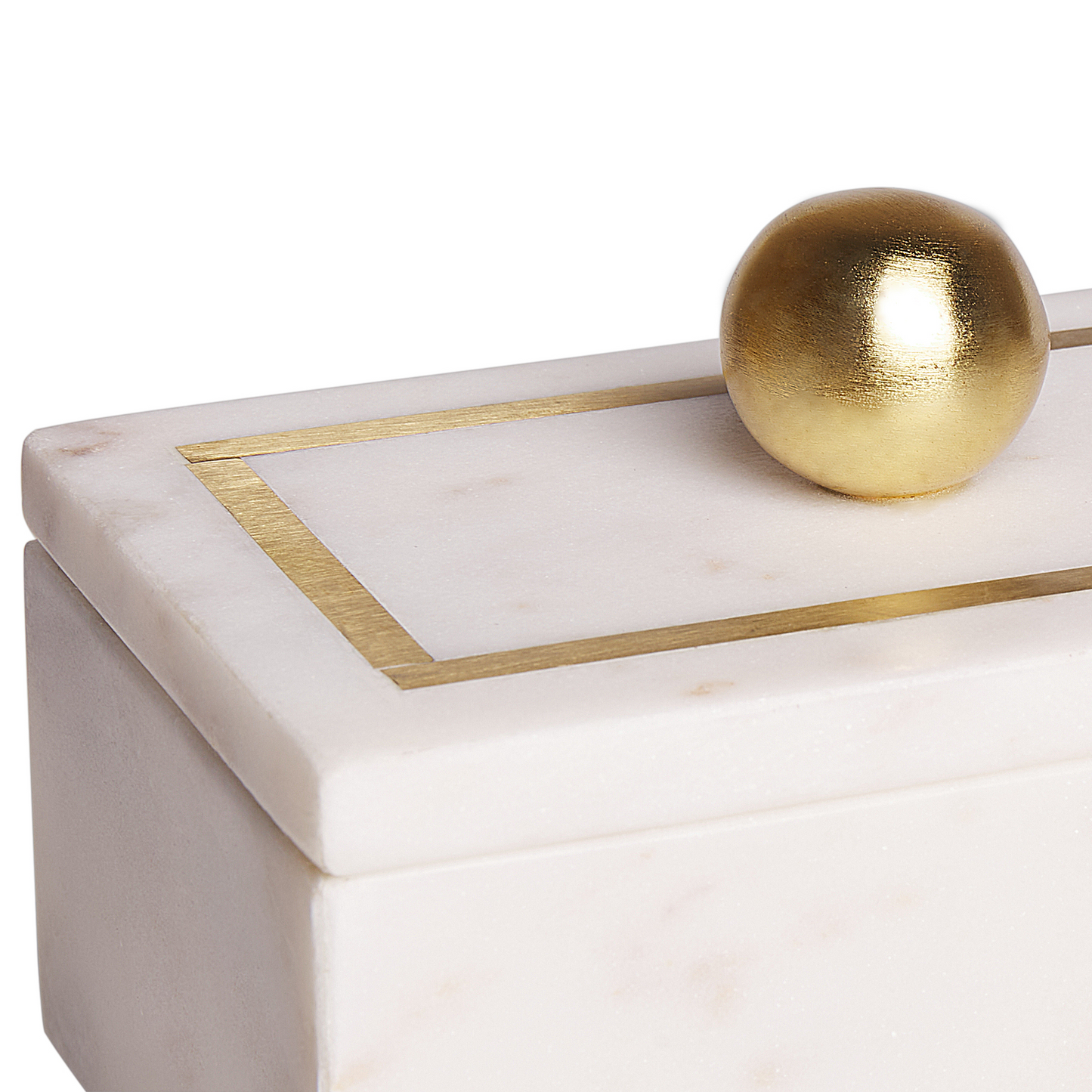 White Marble Decorative Box 10 x 7 x 15cm Gold Trim