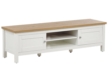NordicLine TV Stand White And Light Brown MDF 140 cm With Cable Hole