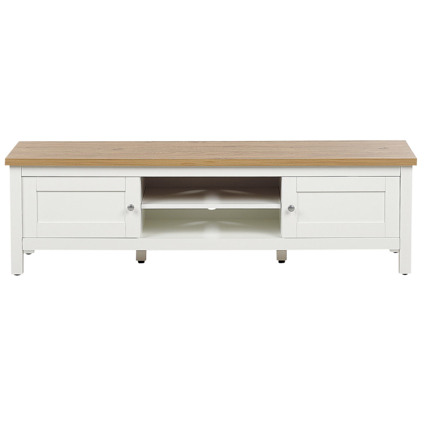 NordicLine TV Stand White And Light Brown MDF 140 cm With Cable Hole