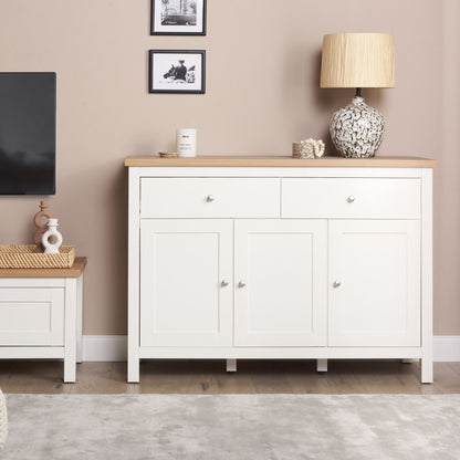 Lumina Sideboard White And Light Brown MDF With 2 Drawers And 3 Doors