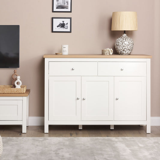 Lumina Sideboard White And Light Brown MDF With 2 Drawers And 3 Doors