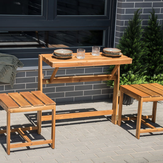 Convertible Garden Bench Bistro Set Folding Outdoor Rustic