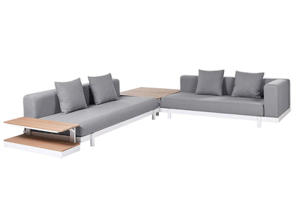 5 Seater Outdoor Sofa Set With Coffee Tables Grey Fabric