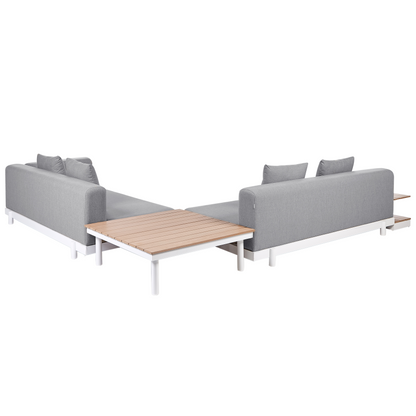 5 Seater Outdoor Sofa Set With Coffee Tables Grey Fabric