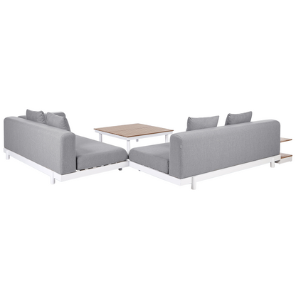 5 Seater Outdoor Sofa Set With Coffee Tables Grey Fabric
