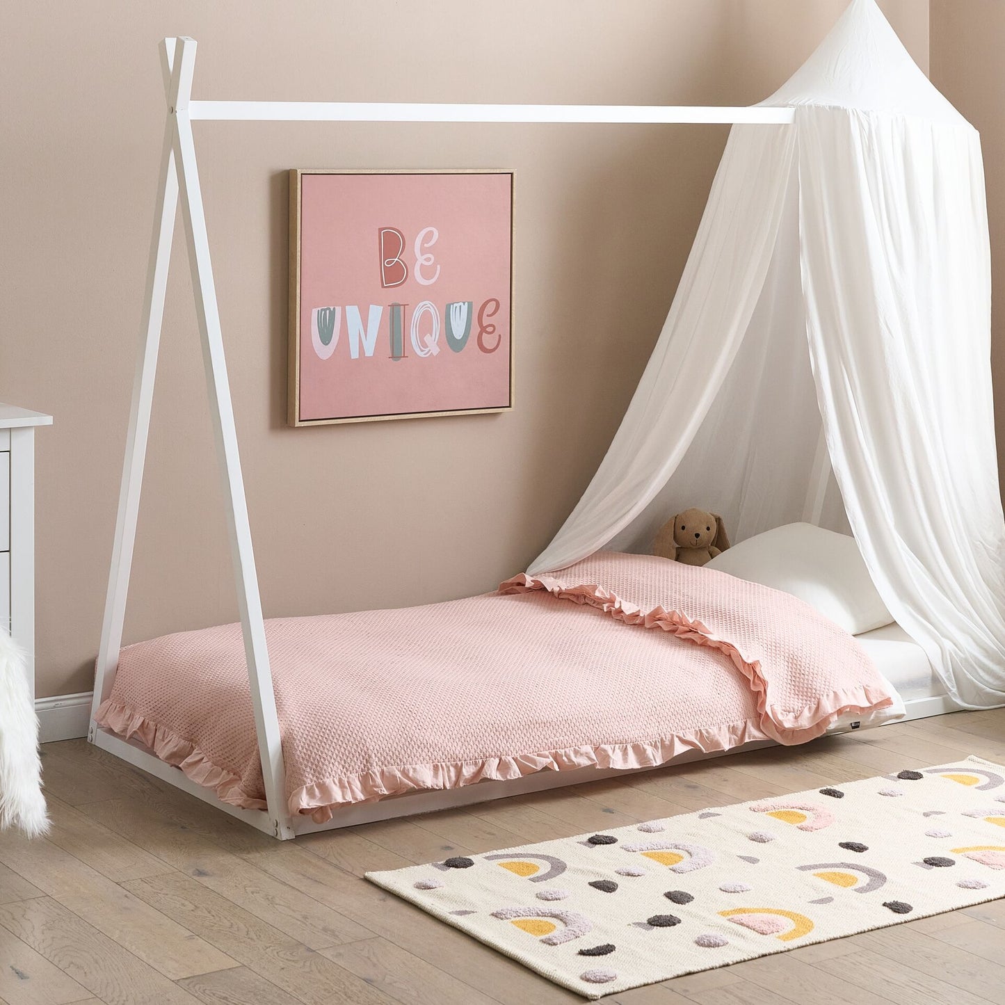 Kids House Pine Wood House Bed White EU Single 3ft