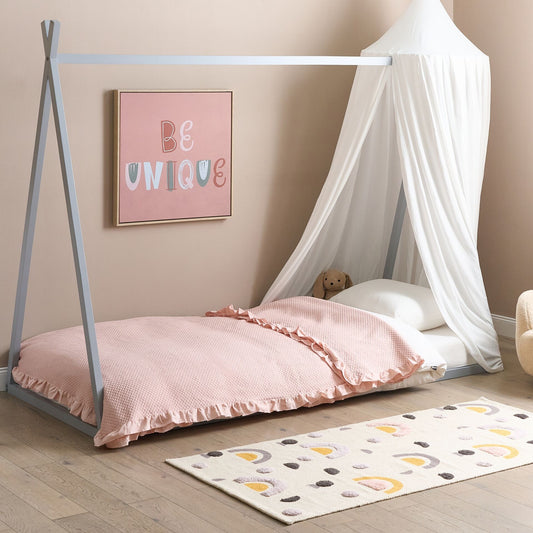 Kids House Bed Grey Pine Wood EU Single 3ft