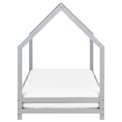 Kids House Bed Grey Pine EU Single 3ft Slatted Base Toddler Nursery