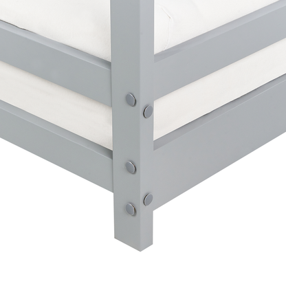 Kids House Bed Grey Pine EU Single 3ft Slatted Base Toddler Nursery