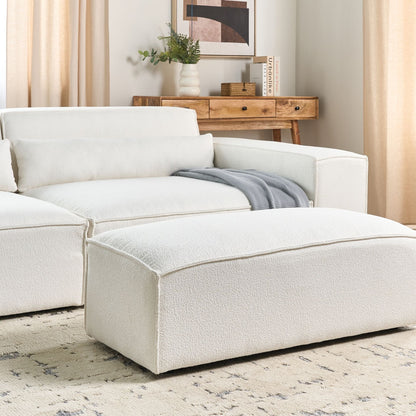 Ottoman White Boucle Footstool Minimalist