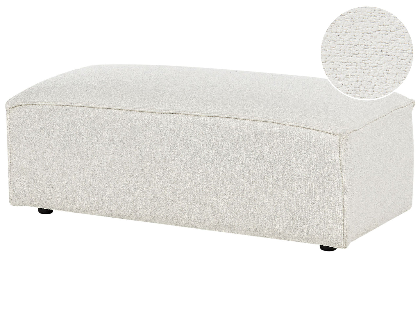 Ottoman White Boucle Footstool Minimalist