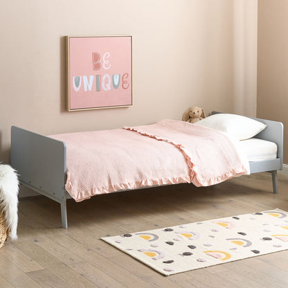 Single Bed Frame Grey Pine 90 x 200cm Slatted Base Modern Scandinavian Bedroom