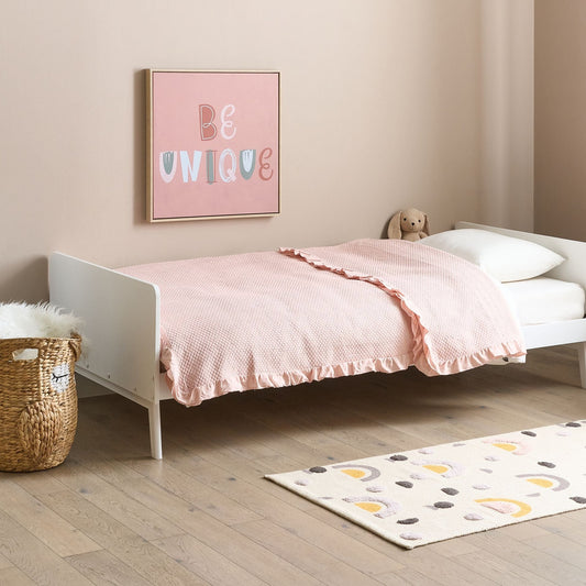 EU Pine Bed Frame 90 x 200 White Slatted Base Scandinavian Style