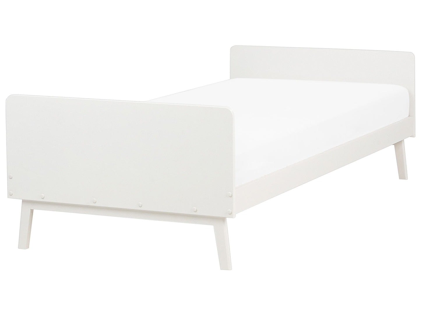 EU Pine Bed Frame 90 x 200 White Slatted Base Scandinavian Style