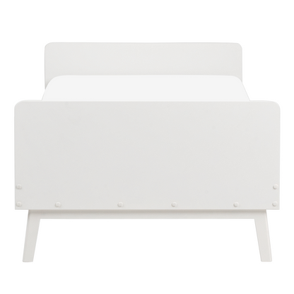 EU Pine Bed Frame 90 x 200 White Slatted Base Scandinavian Style