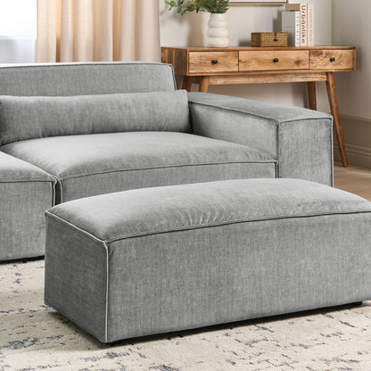 Grey Fabric Ottoman Footrest Soft Foam Cushioned Minimalist