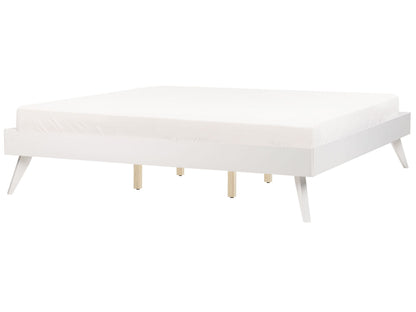EU Super King White MDF Bed Frame Slatted Minimalist Scandinavian