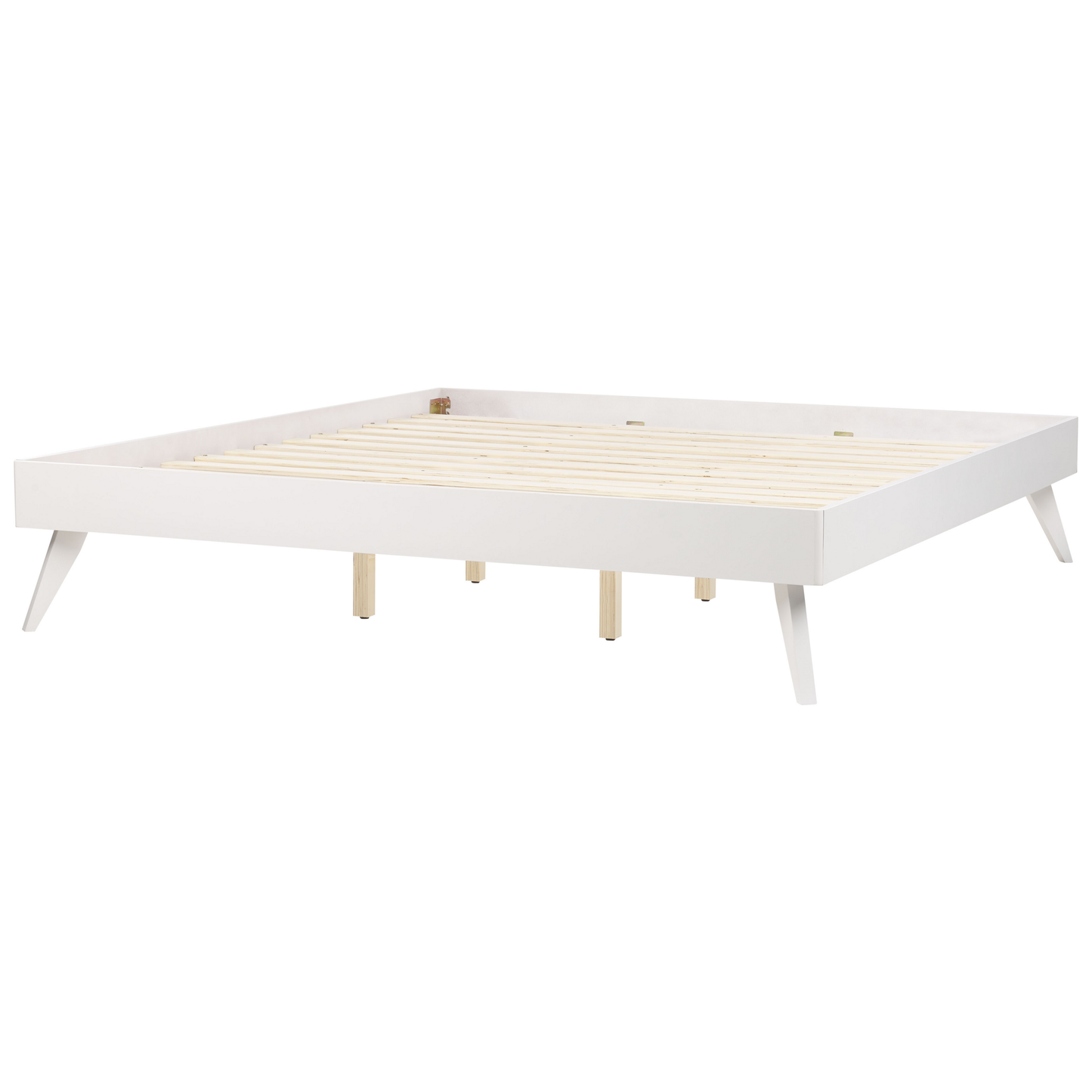 EU Super King White MDF Bed Frame Slatted Minimalist Scandinavian